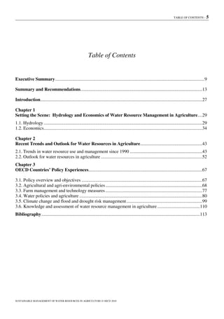 Sustainable Management Of Water Resources In Agriculture Oecd | PDF