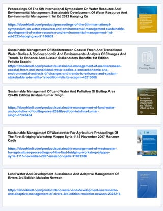 Sustainable Management Of Water Resources In Agriculture Oecd | PDF