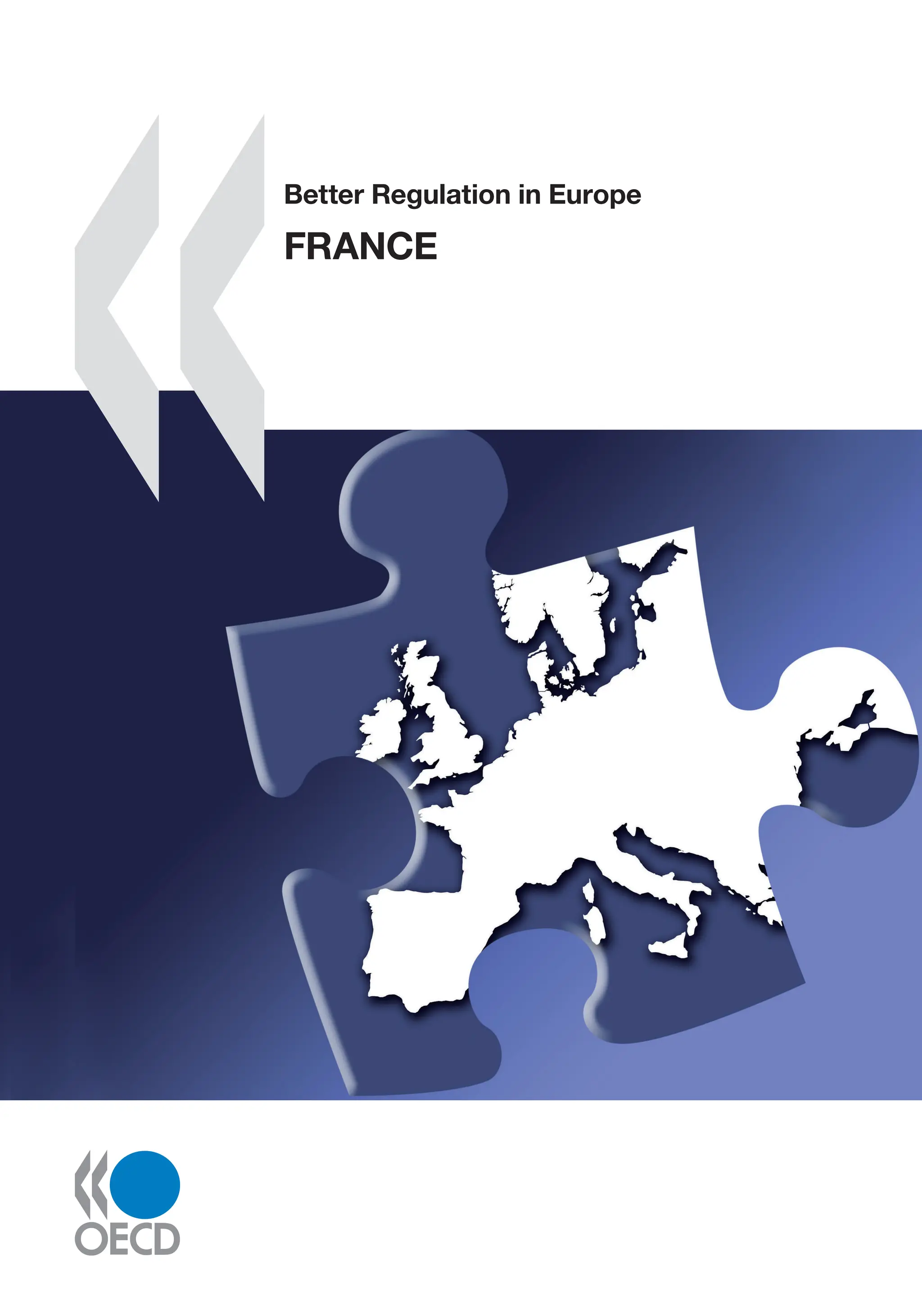 Better
Regulation
in
Europe
FRANCE
-:HSTCQE=U][ZZZ:
isbn 978-92-64-08655-5
42 2010 20 1 P
www.oecd.org/publishing
The full text of this book is available on line via this link:
www.sourceoecd.org/governance/9789264086555
Those with access to all OECD books on line should use this link:
www.sourceoecd.org/9789264086555
SourceOECD is the OECD’s online library of books, periodicals and statistical databases.
For more information about this award-winning service and free trials ask your librarian, or write to us
at SourceOECD@oecd.org.
Better Regulation in Europe
FRANCE
The importance of effective regulation has never been so clear as it is today, in the wake of the
worst economic downturn since the Great Depression. But how exactly can Better Regulation
policy improve countries’ economic and social welfare prospects, underpin sustained growth and
strengthen their resilience? What, in fact, is effective regulation? What should be the shape and
direction of Better Regulation policy over the next decade? To respond to these questions, the
OECD has launched, in partnership with the European Commission, a major project examining
Better Regulation developments in 15 OECD countries in the EU, including France. Each report
maps and analyses the core issues which together make up effective regulatory management,
laying down a framework of what should be driving regulatory policy and reform in the future.
Issues examined include:
• Strategy and policies for improving regulatory management.
• Institutional capacities for effective regulation and the broader policy making context.
• Transparency and processes for effective public consultation and communication.
• 
Processes for the development of new regulations, including impact assessment, and for the
management of the regulatory stock, including administrative burdens.
• Compliance rates, enforcement policy and appeal processes.
• 
The multilevel dimension: interface between different levels of government and interface between
national processes and those of the EU.
The participating countries are: Austria, Belgium, Denmark, Finland, France, Germany, Greece,
Ireland, Italy, Luxembourg, Netherlands, Portugal, Spain, Sweden and the United Kingdom.
Better Regulation in Europe
FRANCE
With the financial assistance
of the European Union
 