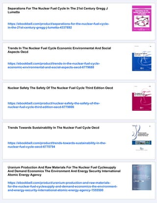 Nuclear Fuel Cycle Transition Scenario Studies Status Report Oecd | PDF