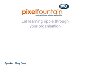 Let learning ripple through your organisation Speaker: Mary Dees  
