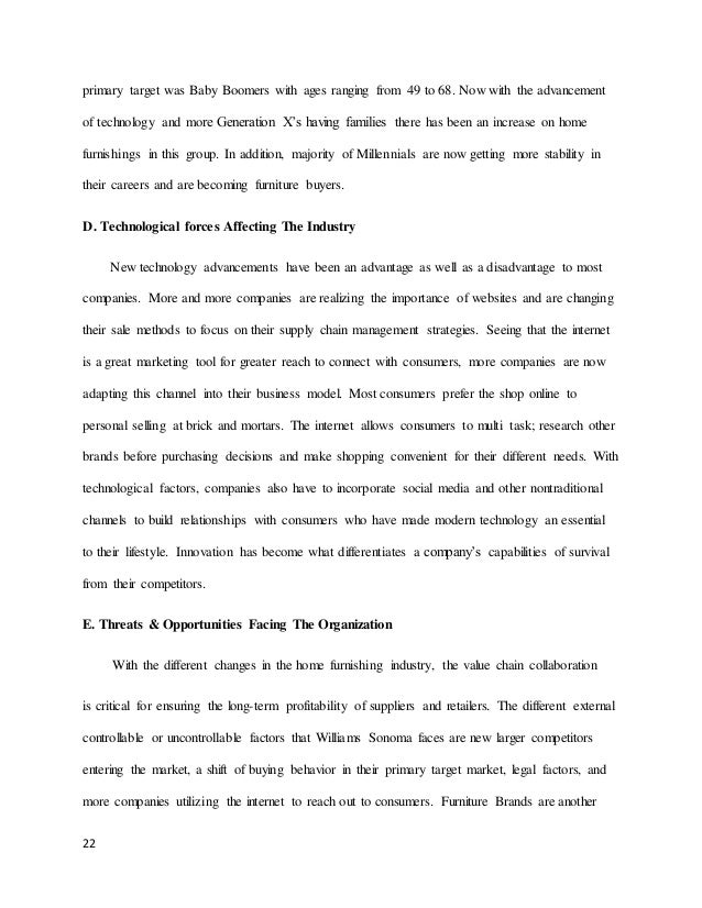 mgt 527 williams sonoma strategic audit grad project williams sonoma job application form
