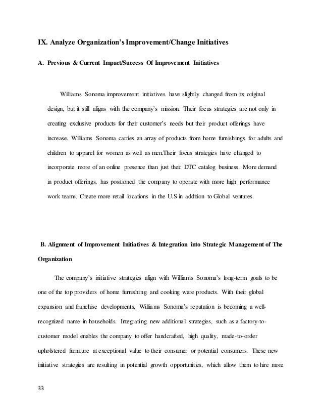 mgt 527 williams sonoma strategic audit grad project williams sonoma job application form