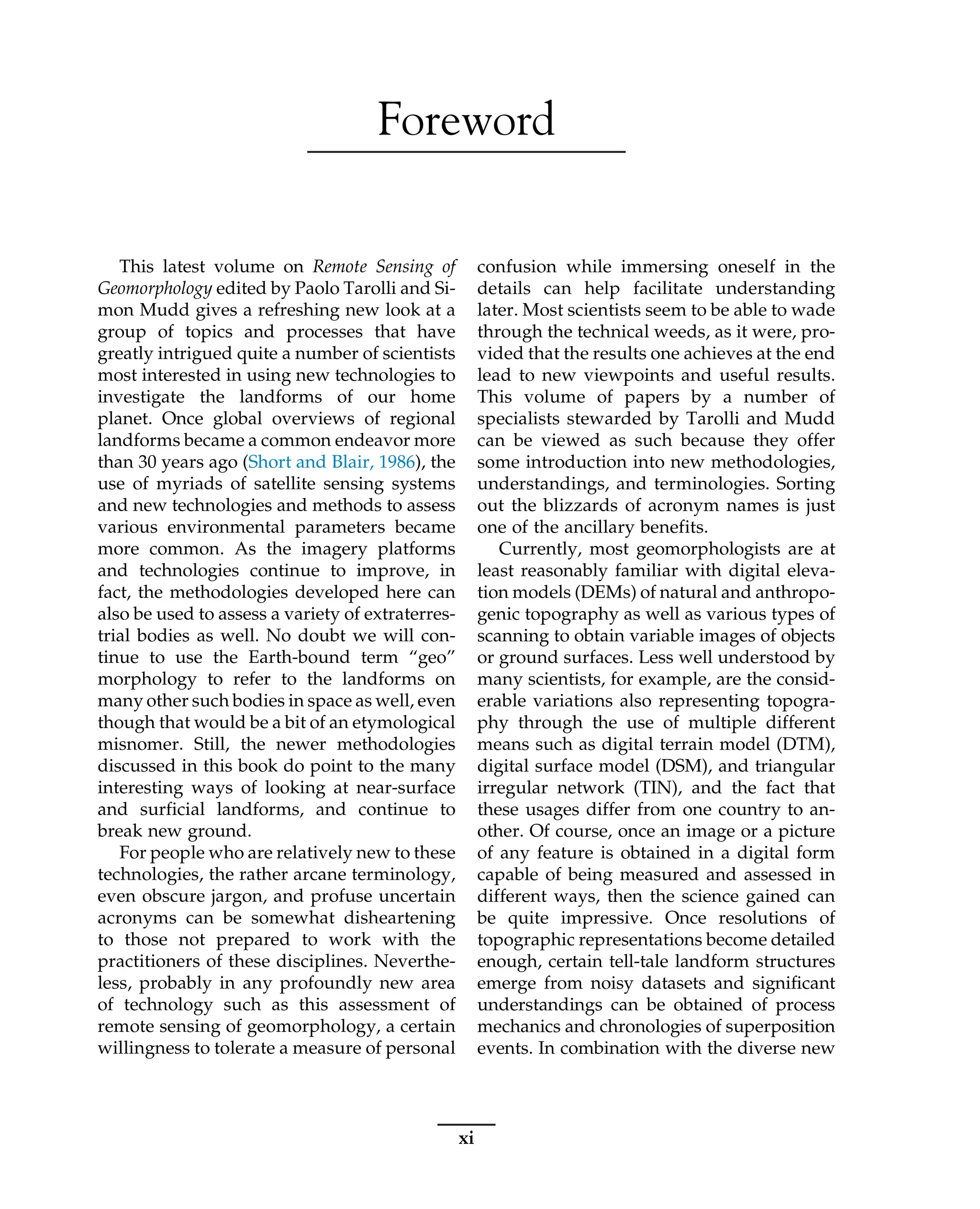 Short Foreword Remote Sensing of Geomorphology, Volume 23 Paolo Tarolli | PDF