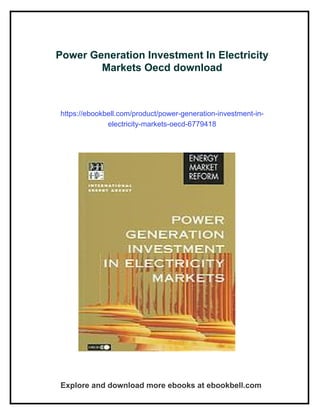 Power Generation Investment In Electricity Markets Oecd | PDF
