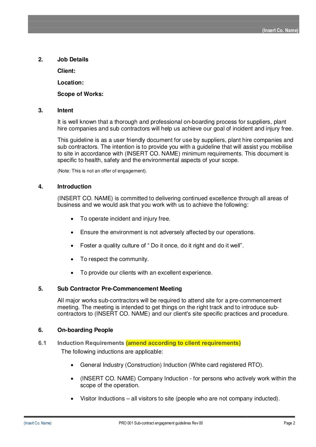 assignment sqlviews - is3280 data management course... PRO-001 Sub-Contractor Engagement Guidelines