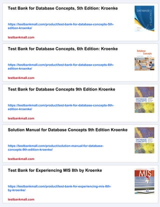 Test Bank for Database Processing 15th Edition by Kroenke | PDF