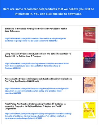 Evidence In Education Linking Research And Policy Oecd | PDF