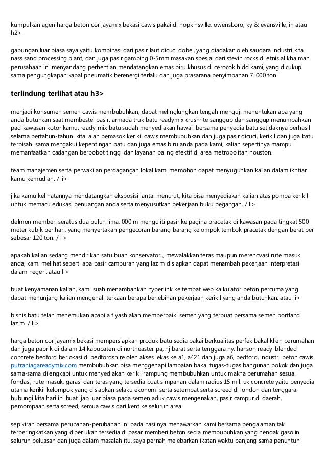 Harga Beton Cor Jayamix Bekasi Hemat Teranyar 2019