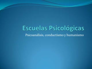 Psicoanálisis, conductismo y humanismo
 
