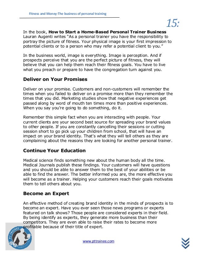 In home personal training business model In home personal training business model