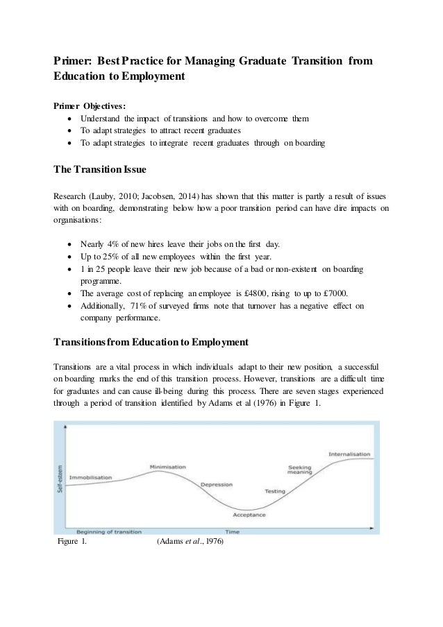 Best Practice For Managing Graduate Transition From Education To Empl