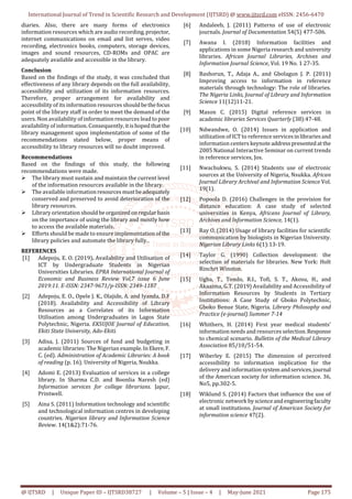Availability and Accessibility of Information Resources by the ...