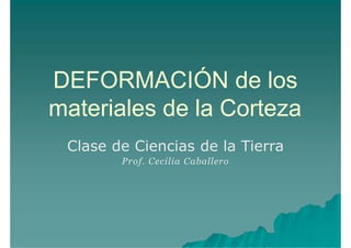 DEFORMACIÓN de los
materiales de la Corteza
Clase de Ciencias de la Tierra
Prof. Cecilia Caballero
 