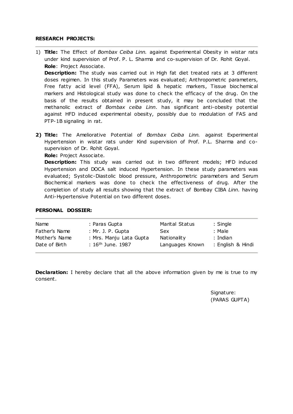 Paras new CV`..