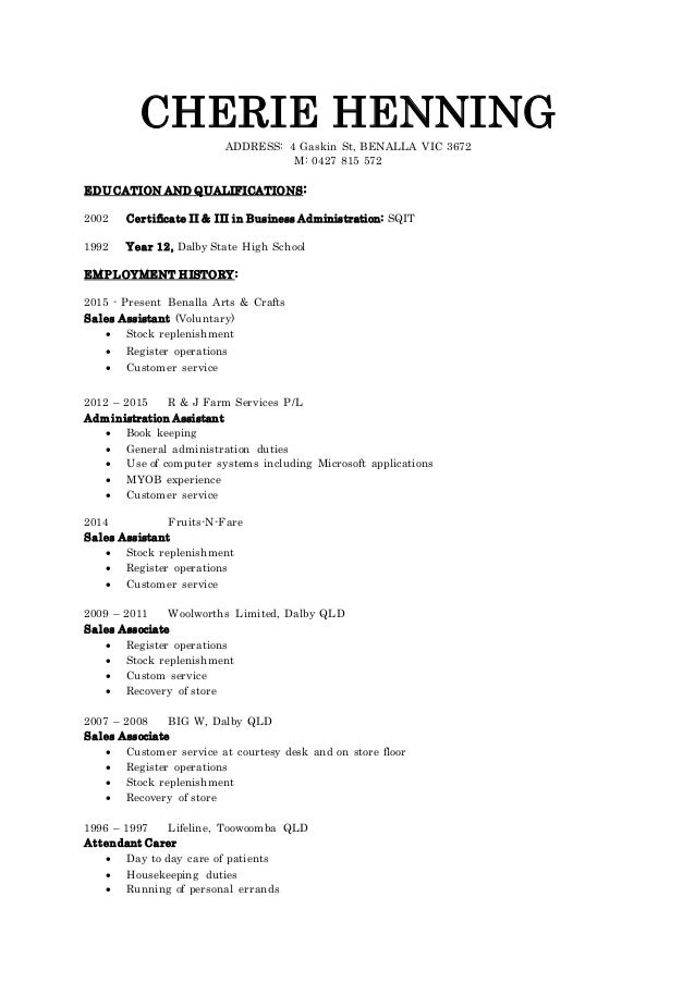 Cherie Henning Resume Iii