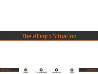 Allegro The New World Improvement WIIFY
#33rdDegree @DebskiChris
The Allegro Situation
 