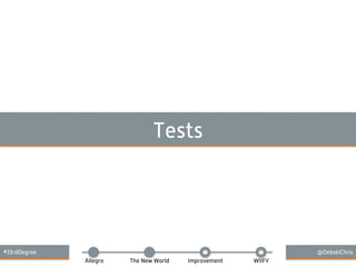 Allegro The New World Improvement WIIFY
#33rdDegree @DebskiChris
Tests
 