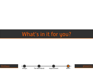 Allegro The New World Improvement WIIFY
#33rdDegree @DebskiChris
What’s in it for you?
 