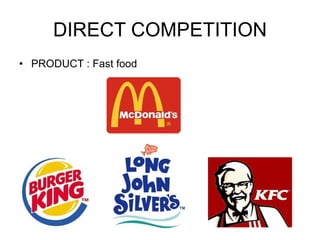 DIRECT COMPETITION PRODUCT : Fast food 