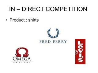 IN – DIRECT COMPETITION  Product : shirts  