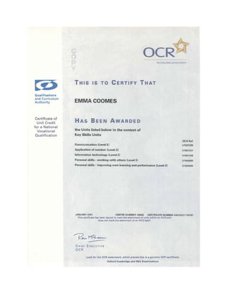 Key Skills certificate | PDF