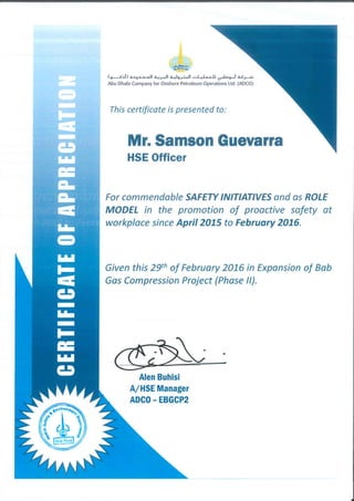 HSE Certificate 2