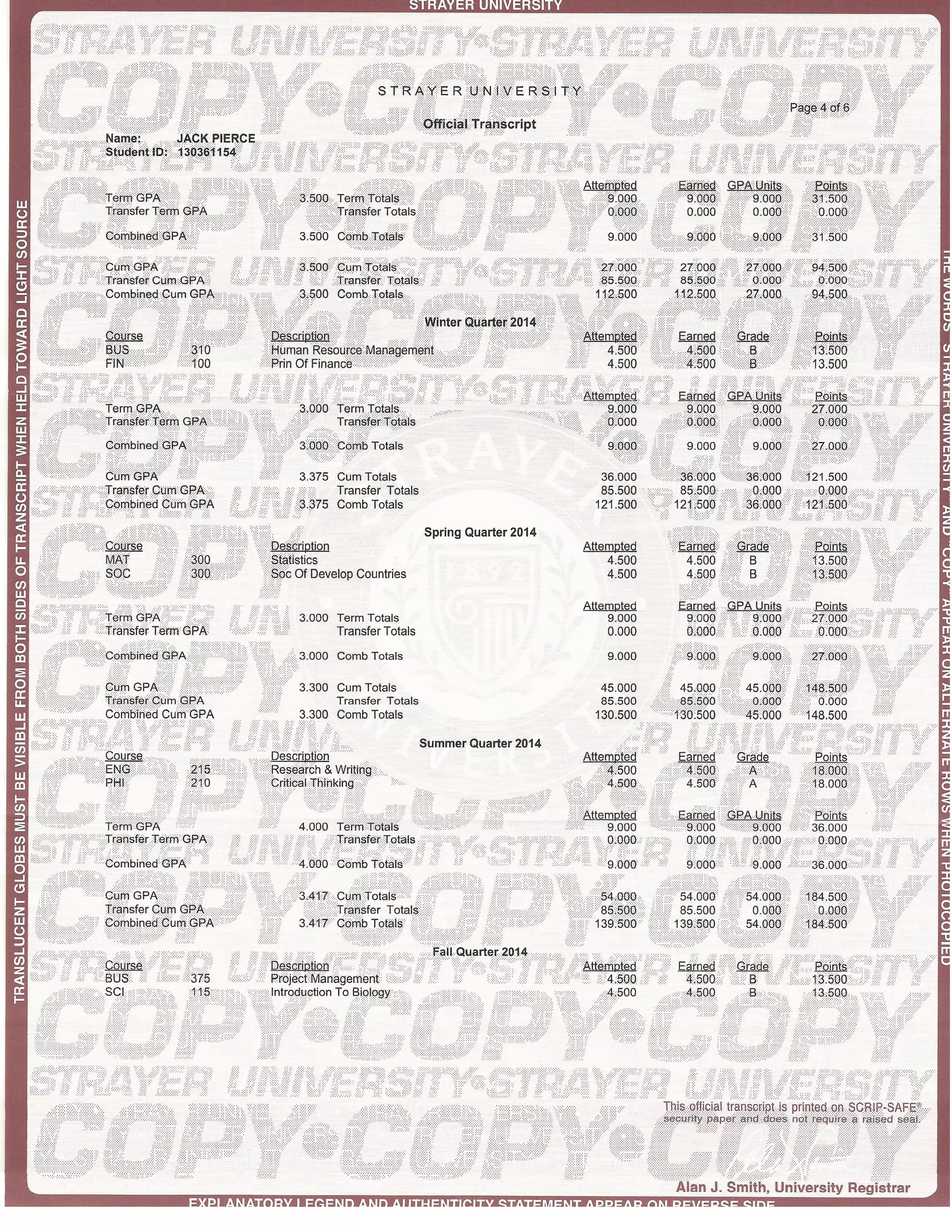 Strayer official transcript pdf