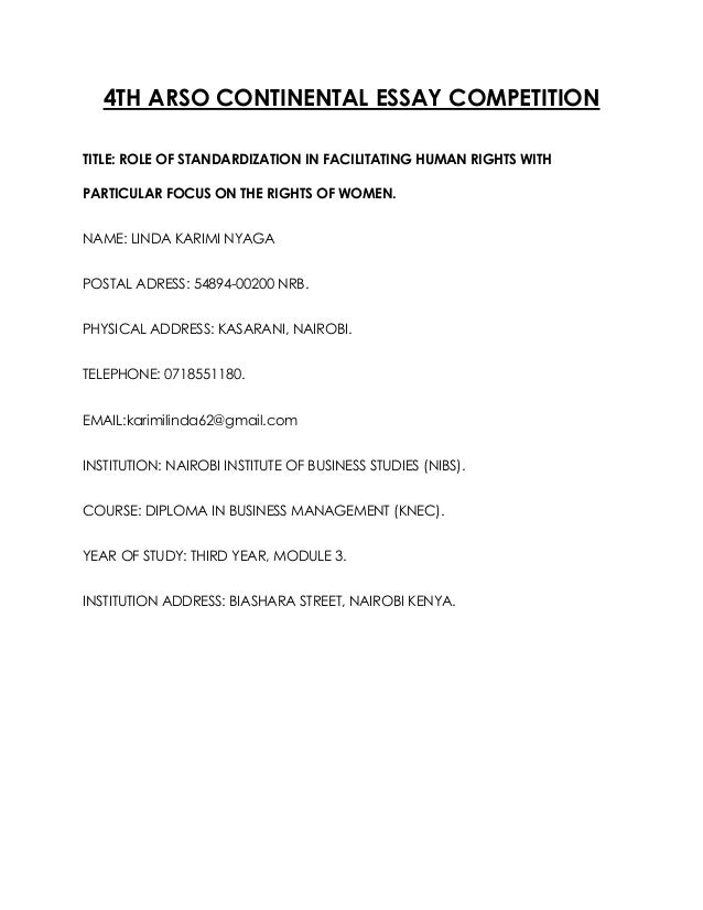 How To Write A Thesis Sentence For An Essay Th Arso Continental Essay Competition Title Role Of Standardization In Facilitating Human Rights With Particular Corruption Essay In English also Controversial Essay Topics For Research Paper Th Arso Competition Essay By Linda Karimi How To Start A Business Essay