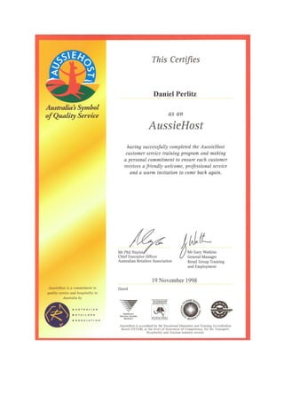 Aussie Host Certificate