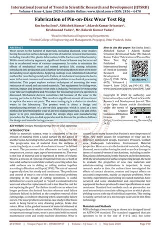 Fabrication of Pin on Disc Wear Test Rig | PDF