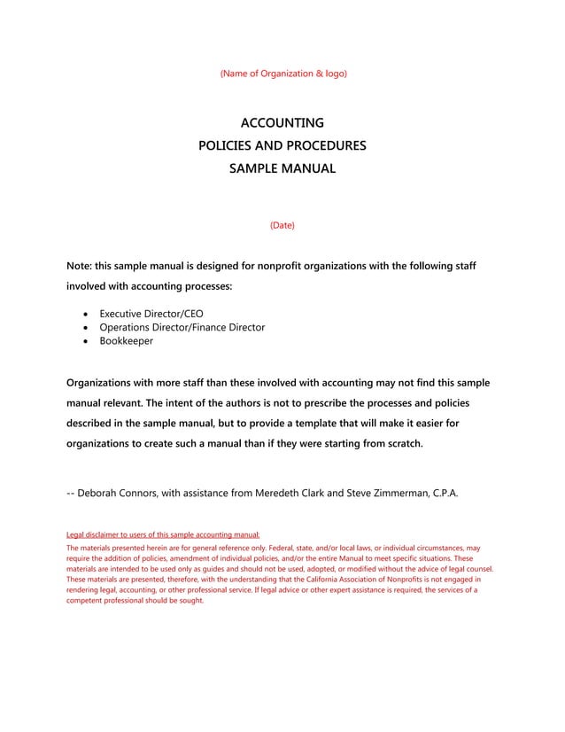 Accounting Policies and Procedures Sample | PDF