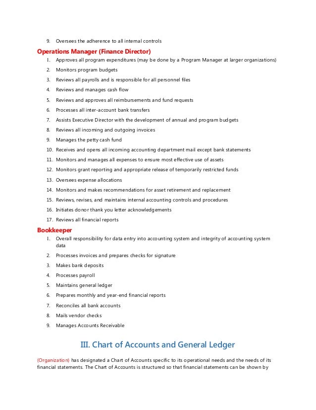 Chart Of Accounts Policy