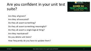 Are you confident in your unit test
suite?
Are they all green?
Are they all executed?
Do they all assert something?
Do the...