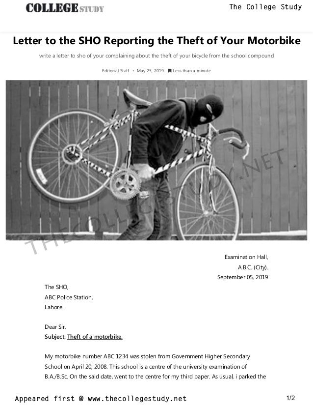 Letter Report My Bike Stolen DO NOT LOCK BICYCLE HERE LOCKS WILL - Main Image