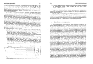 Universali /particolari 59z 593 Untversala/parttcolan
gua di alcun parlante, si sviluppano i creoli che sono invece prima lingua di una d) è espresso dalla distinzione fra stativi e non stativi: ad esempio in bislama
comunità di parlanti, secondo il normale processo per cui si dice che una fase sat 'essere chiuso' rispetto a satem'chiudere', kil 'esser privo di sensi'
di lingua «deriva» da un'altra fase. Diventato lingua a tutti gli eltetti, il creolo rispetto a kilem 'uccidere'.
non ha piu motivo di essere una specie di presa diretta sulle strutture universali,
e modellandosi a seconda delle esigenze si avvierà ad essere una lingua compli Il tempo come dimensione lineare (con un passato-presente-futuro ) è inve
cata quanto qualsiasi altra. ce piuttosto un'estensione di un modello spaziale che non ha un immediato re
Osservando la sorprendente coincidenza presentata da quattro creoli diversi quisito conoscitivo (( 3.3).
— sranan, guyanese, haitiano e hawaiiano — nella resa della distinzione tempo/ Anche dal punto di vista dell'economia dell'espressione i creoli mostrano di
aspetto, coincidenza che non può essere spiegata con il ricorso a collegamenti essere particolarmente naturali; nell'esempio scelto di Bickerton, il creolo ha
diretti e indiretti, Bickerton [t975] emette un'altra ipotesi pur sempre univer waiiano con tre distinzioni ha forme per tutte le otto scelte possibili : esse sem
salista, che esista una sintassi naturale, analoga alla fonologia naturale, che pre brerebbero tradurre immediatamente un modello neutrale di elaborazione delle
vede appunto tale opposizione tempo/aspetto in accordo a specifiche proprietà informazioni (cfr. fig. z). Il campo sembra quindi assai promettente.
del cervello. Un parlante deve difatti essere in grado di a) riconoscere l'ordine
in cui si sono prodotti determinati eventi; b) distinguere fra gli stimoli senso
riali e i prodotti della sua immaginazione ; c) distinguere fra eventi prodottisi una Apprendimento e strategie percettive.
sola volta (puntuali) e eventi ripetuti o protratti; d) distinguere fra stati e azioni.
A queste capacità corrisponderebbero altrettante caratteristiche linguisti E sorprendente quanto poco sia filtrato, nelle conoscenze correnti sul lin
che dei creoli; si prenda il caso del bislama del Vanuatu, ex Nuove Ebridi (nei guaggio, dell'incessante lavoro di ricerca che si va svolgendo sull'acquisizione
punti a e cviene presentata la versione di due passi del Vangelo secondo Giovan d el linguaggio da parte del bambino. Praticato dapprima da pochi ricercatori
ni, rispettivamente r t, zp e t t, t3-I4) : isolati, con mezzi del tutto rudimentali (spesso semplicemente un diario delle
a) è indicato da una marca di anteriorità indicata in molti casi da bin: cfr.
«prime parole» del bambino osservato), lo studio dell'acquisizione è diventato
ad esempio in bislama: yu yu pikinini blong Gud, yu yu man ya zoe olgeta
ormai una specializzazione a sé, con sue tecniche e suoi strumenti di indagine )
bifo oli bin talem se bambae i kam long wol 'tu sei il figlio di Dio, tu sei
tale autonomia, necessaria per lo sviluppo del campo, rende però difficile la cir
l'uomo che un tempo tutti dicevano sarebbe venuto al mondo';
colazione delle informazioni. Nella teoria chomskyana il riferimento all'appren
dimento è d'obbligo: in Chomsky [ t96o] si trova il primo esplicito richiamo al
b) è espresso dall'irreale (che esprime anche l'idea del futuro, in quanto non cosiddetto meccanismo per l'apprendimento linguistico (language acquisition de
ancora compiuto) ; cfr. la marca bambaenell'esempio citato ;
c) è espresso dalla distinzione, in bislama, tra finis e stap: long tok ya long
vice), un dispositivo mentale innato che permetterebbe al bambino di ricostrui
gisas, hem i min se Lasros i ded, be olgeta ya oli ting se hem i min se Lasros i
re la grammatica della lingua a cui è esposto e di produrre tutte e solo le fasi
stap slip nomo. Nao jisas i talemaot i klia, i se (Lasros i ded finis» 'Gesu
corrette di tale lingua, e non c'è dubbio che l'indicazione di Chomsky sia sta
con queste parole voleva dire che Lazzaro era morto (i ded), ma tutti pen
ta il piu forte stimolo ad approfondire l'indagine sul linguaggio infantile. Ma
savano che egli volesse dire che Lazzaro stava soltanto dormendo (i stap
l'ipotesi di Chomsky era puramente deduttiva; per la teoria era necessario che
la conoscenza delle strutture fosse innata. Le ricerche non hanno confermato
slip). Allora Gesu disse chiaramente : Lazzaro è già morto (i dedfinis) ' ;
lipotesidel meccanismo cosi come era stata avanzata; hanno però altempo stes
so mostrato che nel processo di acquisizione c'è molto di naturale, indipendente
Anteriore Irreale Non puntuale dalla specifica lingua L'acquisizione dovrebbe essere quindi uno dei laboratori
V di elezione per la verifica di universali linguistici : nell'apprendimento si ha in
Stay V fatti modo di osservare — in condizioni non artificiali — come si vada formando
Co V un completo sistema linguistico a partire da premesse biologiche e conoscitive.
Gospray V Il linguaggio è una delle istituzioni umane sulla cui origine si può solo con
Bin U getturare. Si hanno attestazioni anche molto antiche, ma evidentemente lingue
Bin aay V che lasciano elaborazioni complesse come i dizionari sumeri ed eblaiti del nt
Bin go V millennio a. C. non possono certo essere considerate in una fase intermedia;
+ ~ Bin go stay V si sa solo che le lingue piu antiche erano perfettamente analoghe a quelle di
Figura z.
adesso, e comunque anche cinque millenni rappresentano un lasso di t empotra
Sistema delle distinzioni tempo/aspetto nel creolo hawaiiano (V sta per Verbo). scurabile rispetto ai cento che, in via del tutto approssimativa, rappresentano
 