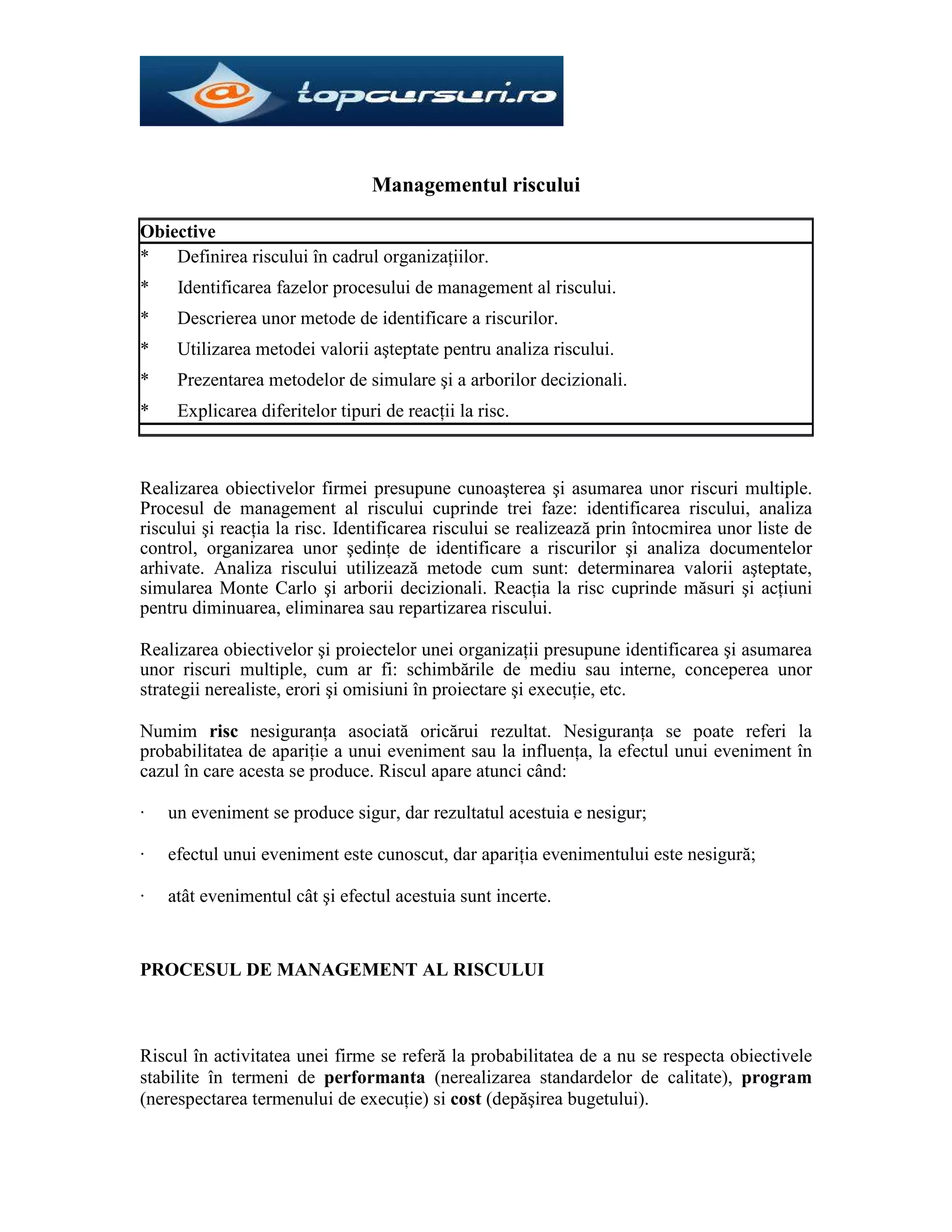 Managementul Riscului 33 managementul riscului | PDF