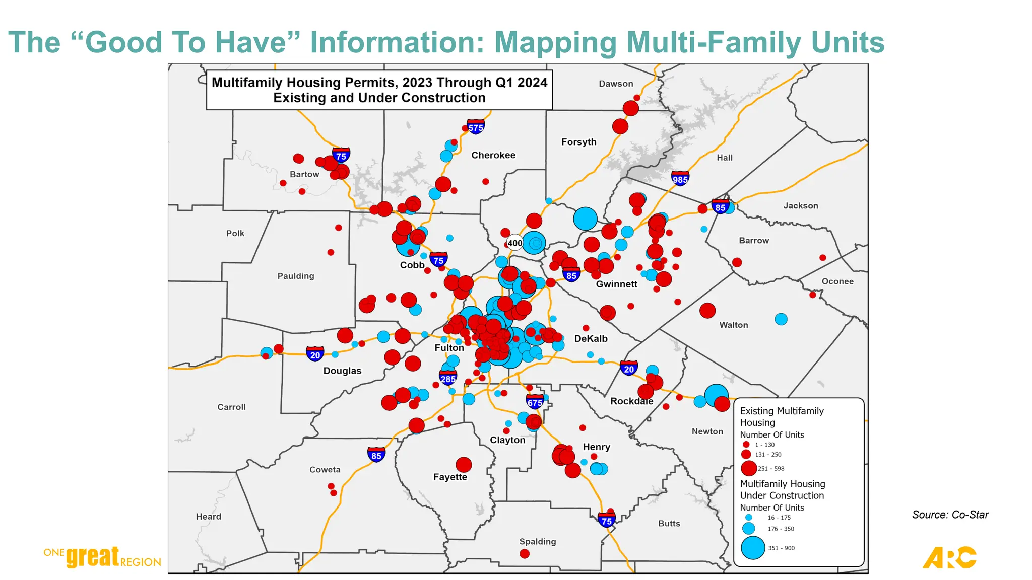 The “Good To Have” Information: Mapping Multi-Family Units
Source: Co-Star
 