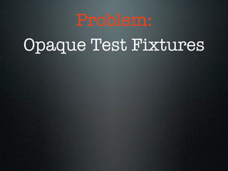 Problem:
Opaque Test Fixtures
 
