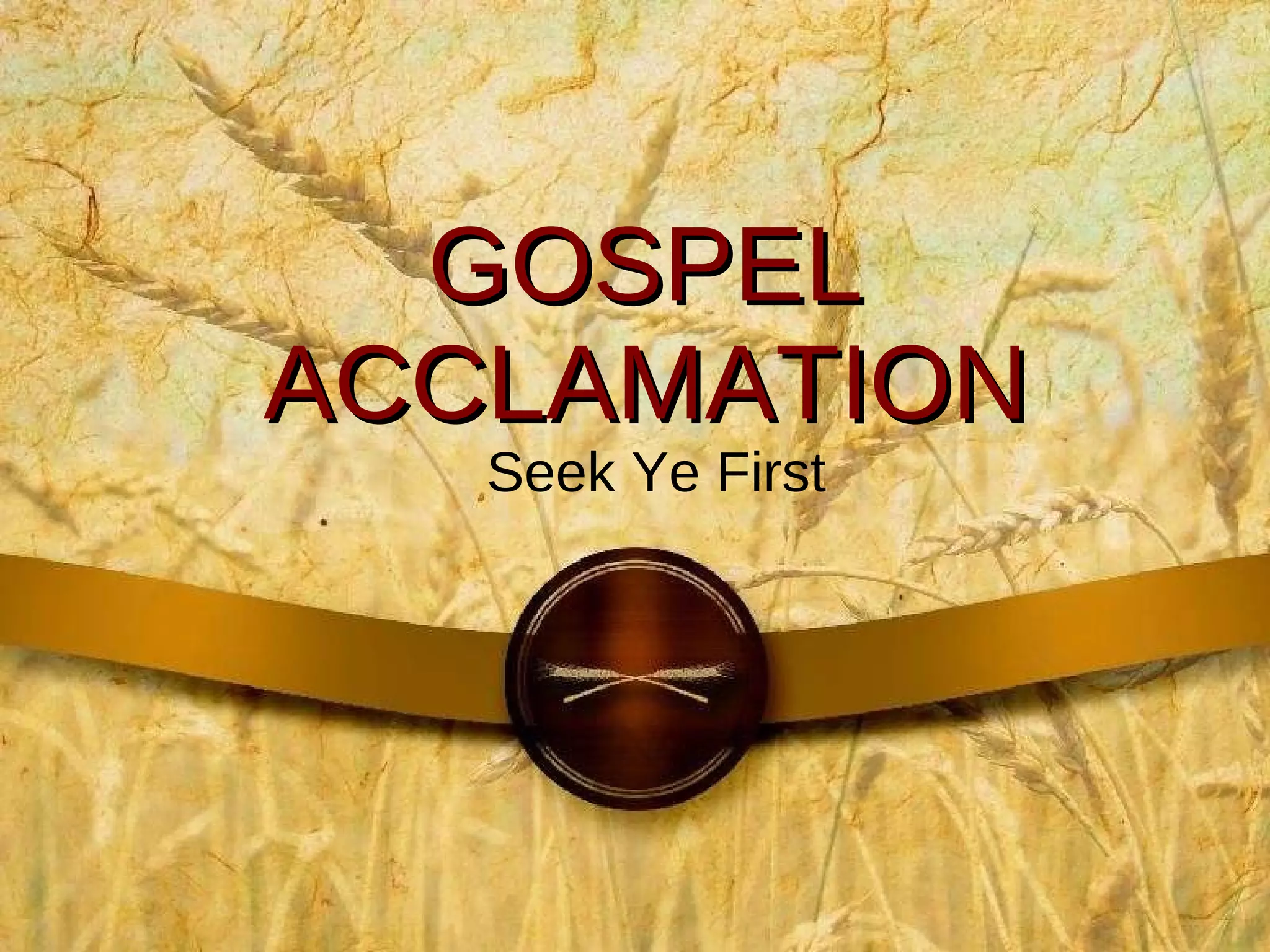 GOSPEL ACCLAMATION Seek Ye First 