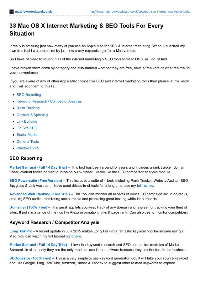 33 Seo Internet Marketing Tools For Mac Os X 33 Seo Internet Marketing Tools For Mac Os X