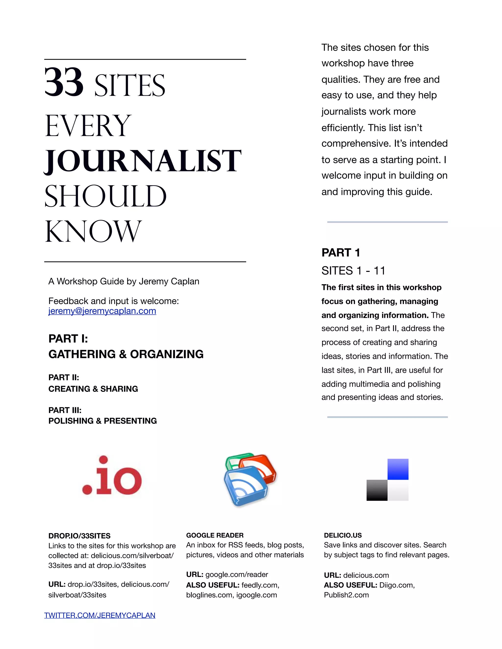 33 Sites Every Journalist Should Know Handout PDF