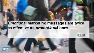Emotional marketing messages are twice
as effective as promotional ones.
~ (CEB)

© 2013 SAP AG or an SAP affiliate compan...