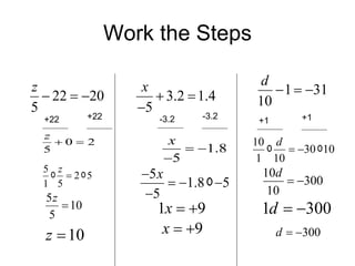 Work the Steps +22 +22 -3.2 -3.2 +1 +1 