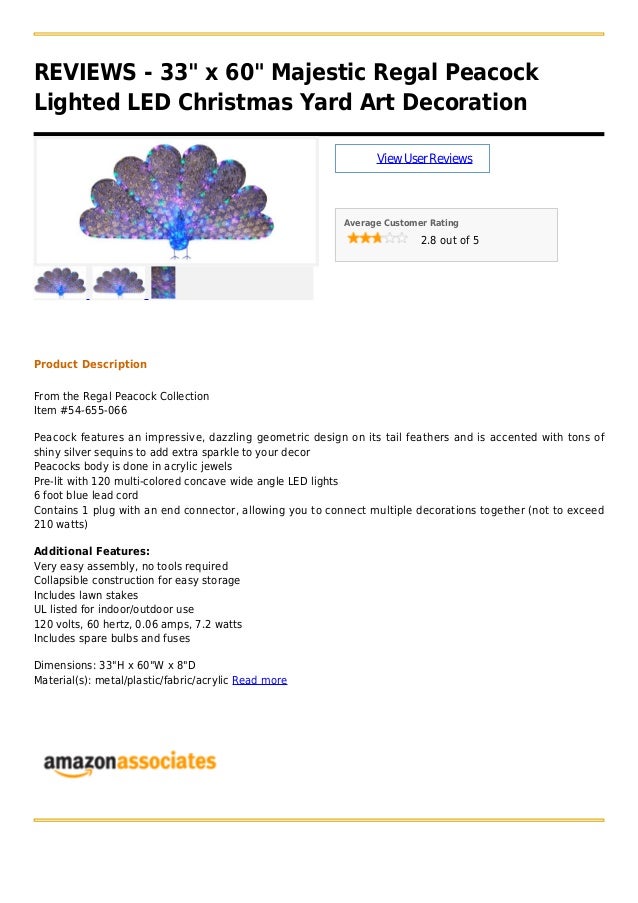 33 X 60 Majestic Regal Peacock Lighted Led Christmas Yard Art Decor