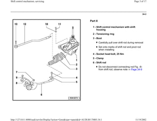 Shift control mechanism audi a4 b5 PDF