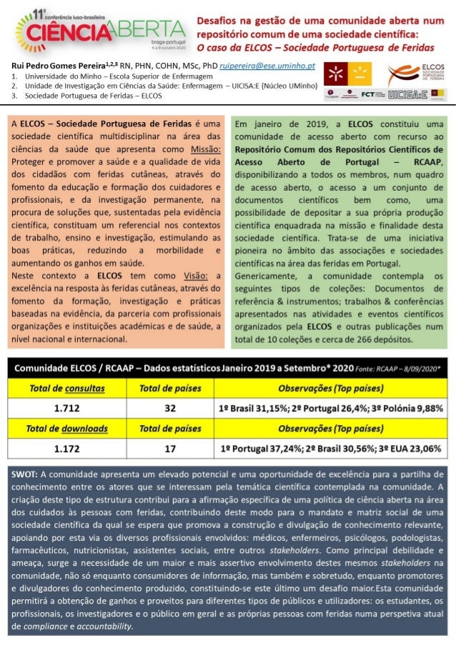 Desafios na gestão de uma comunidade aberta num repositório comum de uma Sociedade Científica: O caso da ELCOS – Sociedade...