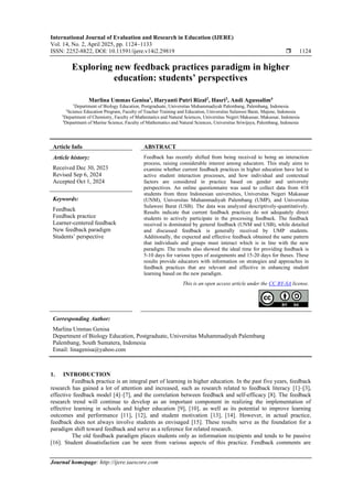 Exploring new feedback practices paradigm in higher education: students ...