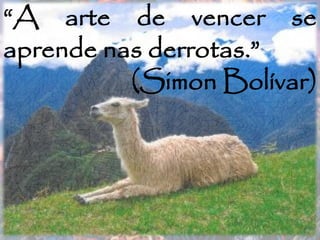 “A arte de vencer se
aprende nas derrotas.”
(Simon Bolívar)
 