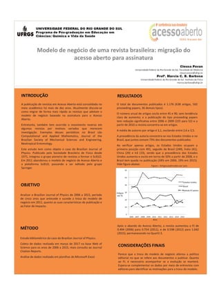 Modelo de negócio de uma revista brasileira: migração do acesso aberto para assinatura - CONFOA 2017